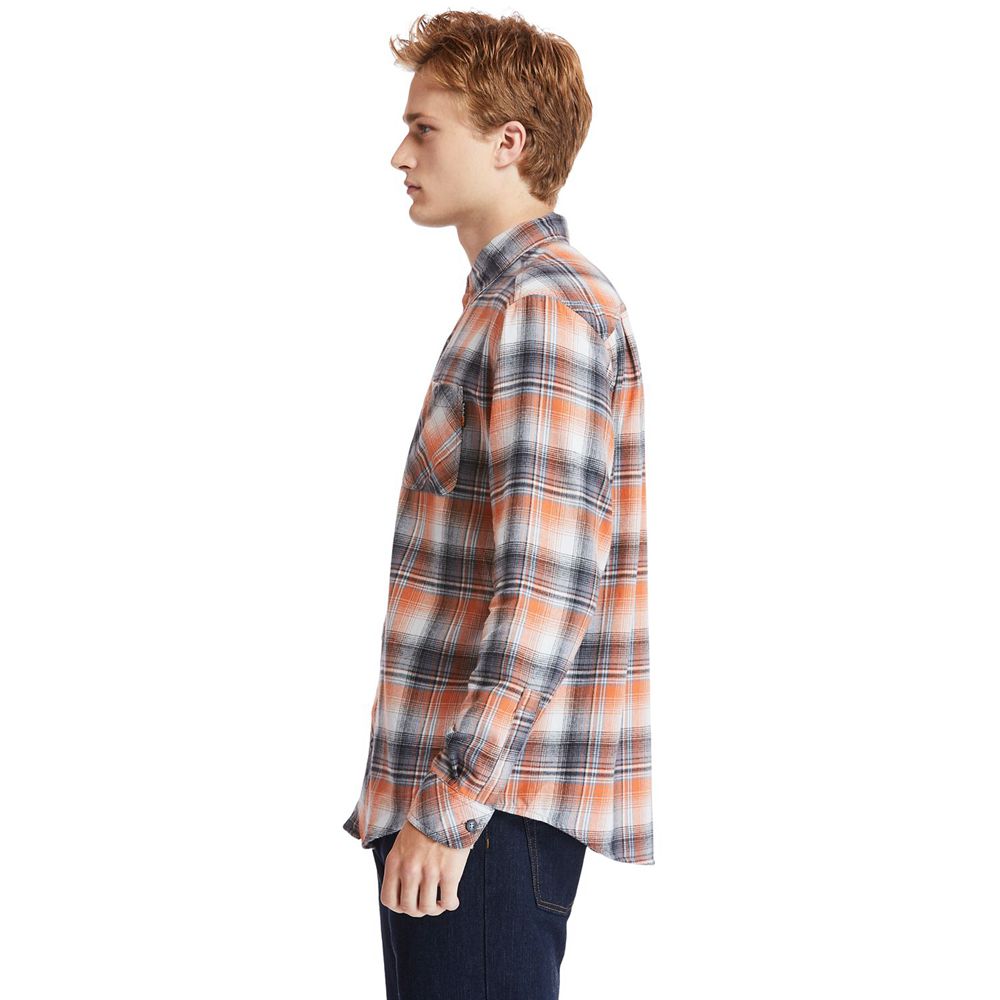 Timberland Mens Shirts PRO® Woodfort Midweight Flannel Work - Orange - India RY0316459